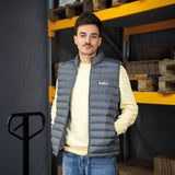 Doudoune sans manches grise brodée