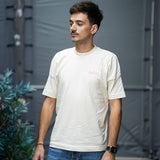 T-shirt oversize unisex beige sérigraphié