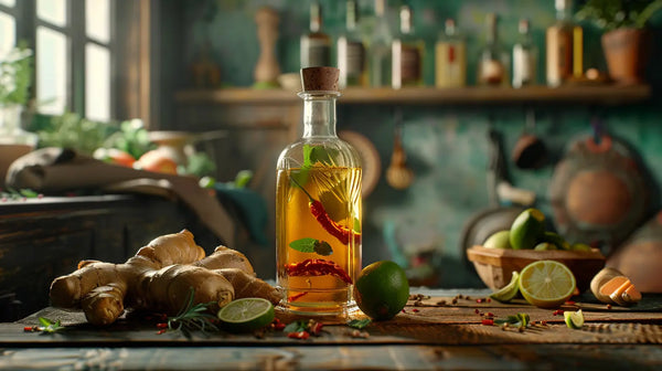 Rhum arrangé au piment, gingembre et citron vert