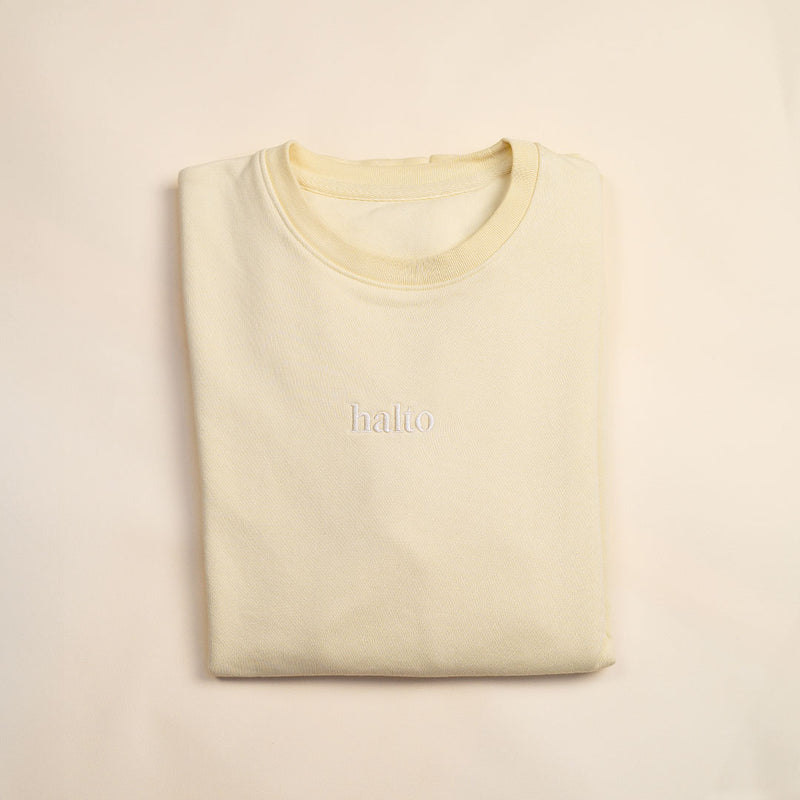 Sweat-shirt jaune pastel brodé